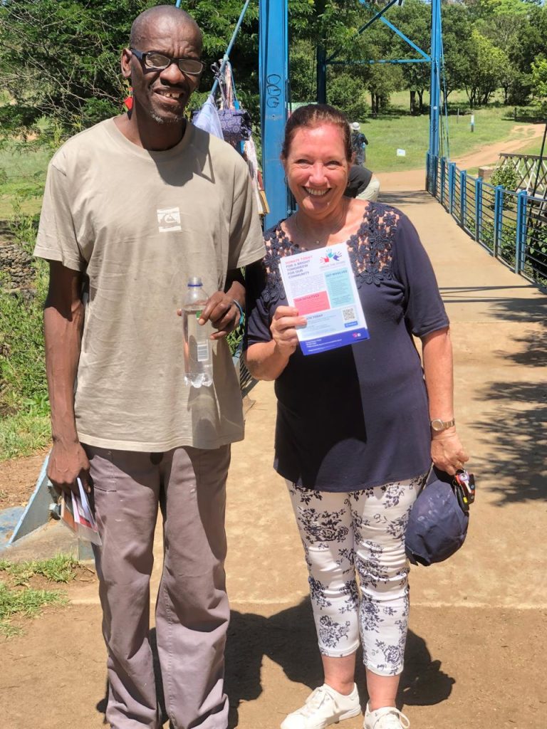 Artist and Cross the Divide beneficiary, Musa D and Dianne Webb, Cross the Divide's Community Engagement Liaison